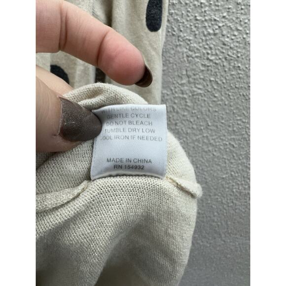 Absolutely Womens Sweater Size Small Tan Black Polka Dot Long Sleeve Lightweight - Picture 5 of 9